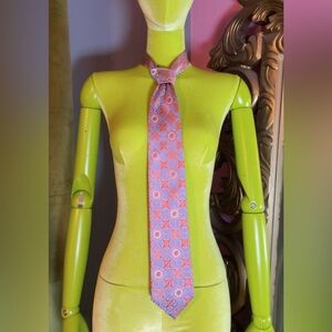 Paul Fredrick Vibrant Pink and Orange Tie